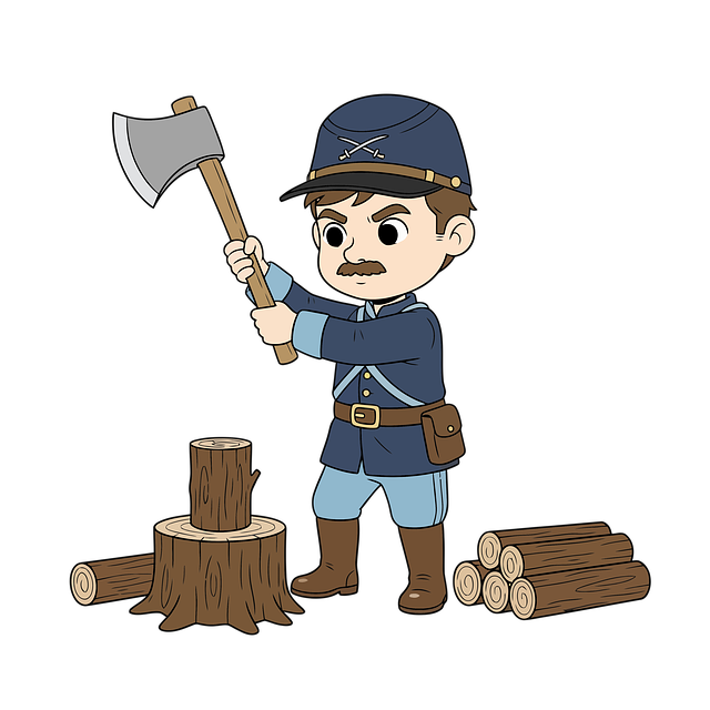 Free cartoon soldier axe illustration