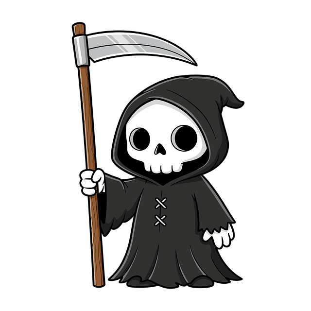 Free cartoon skull grim reaper illustration