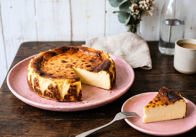 Free basque burnt cheesecake cheesecake cake illustration