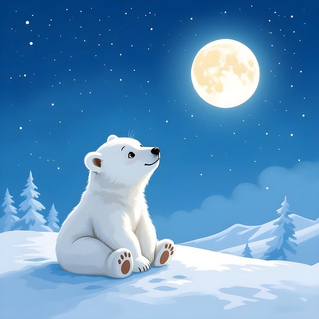 Free polar bear night sky nature illustration