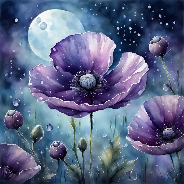 Free poppies nature flower illustration