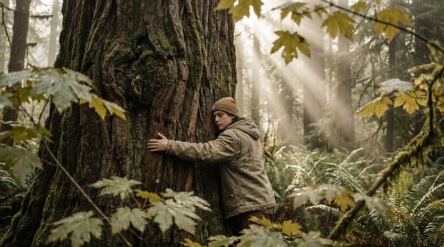 Free forest tree hugging illustration