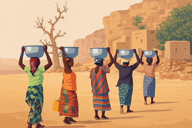 Free women water carrying vector