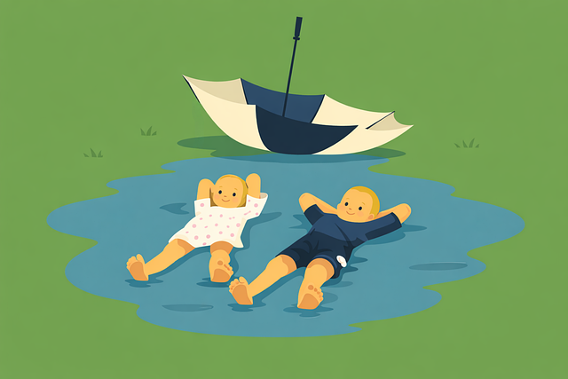 Free children puddle umbrella vector