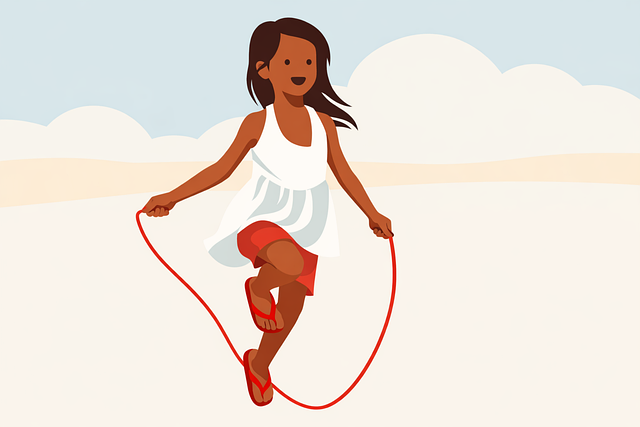 Free girl jump rope skipping illustration