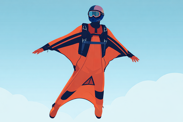 Free wingsuit skydiving extreme sport vector