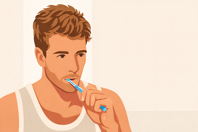 Free brushing teeth oral hygiene man vector