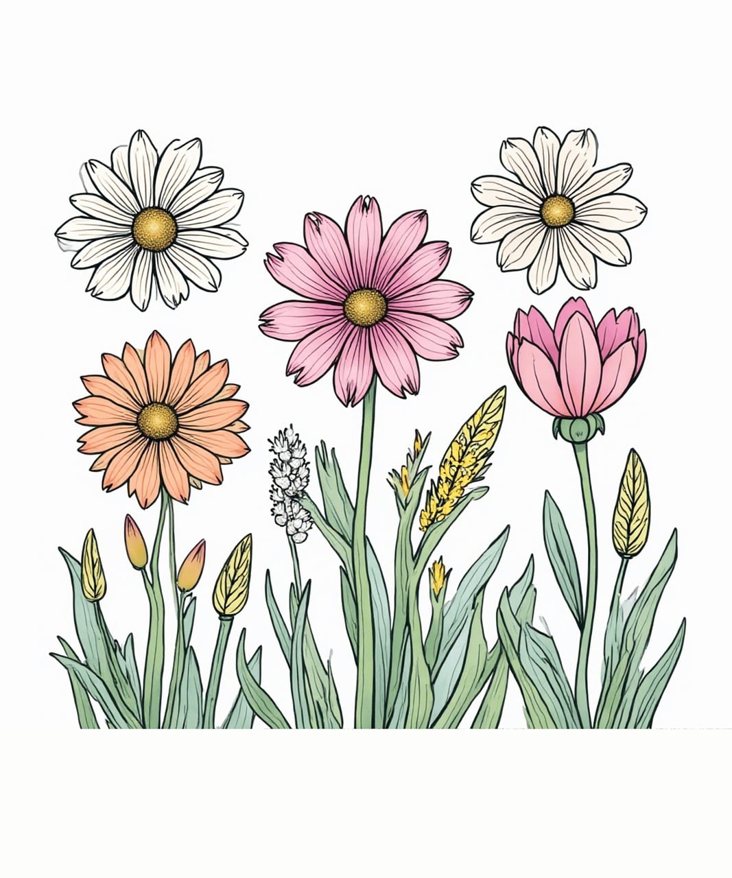 Download free HD stock image of Flowers Coloring Free flowers coloring books illustration