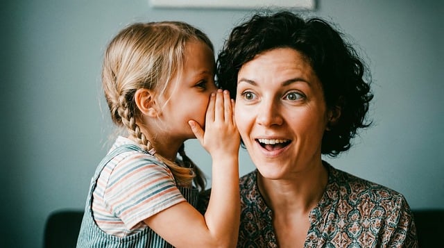 Free mother daughter whisper illustration