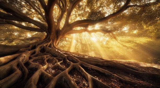 Baum, Magie, Sonne, Strahl, Licht