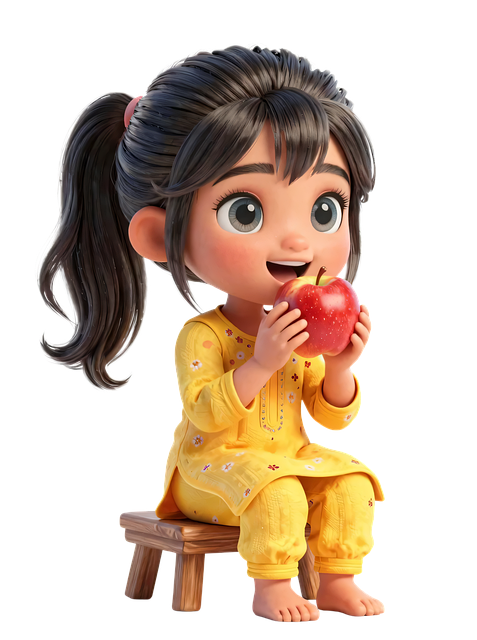 Kleines Mädchen, Kind, Apfel