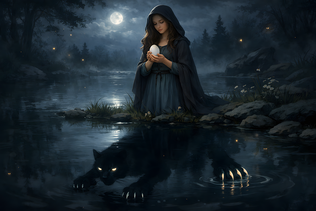 Free woman night moon illustration