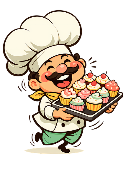 Free cute baker cartoon chef cupcake baker illustration