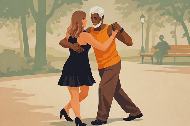 Free couple dancing park vector