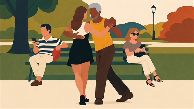 Free couple dancing park vector