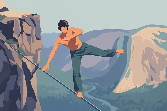 Free tightrope balance risk vector