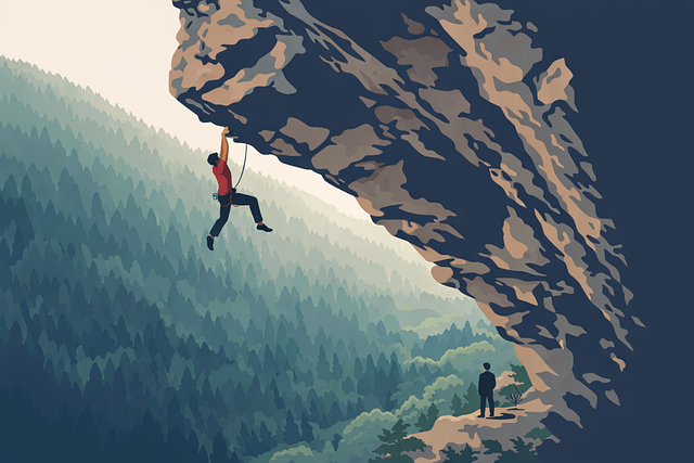 Free climber rock climbing extreme sport vector