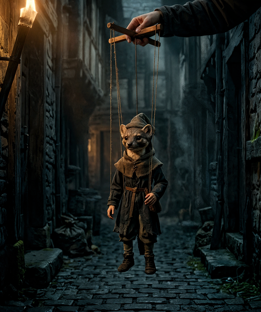 Free marionette dark alley mascot illustration