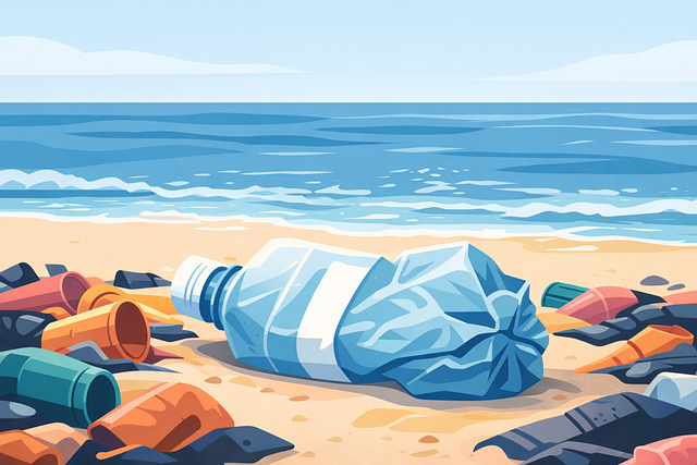 Free plastic pollution ocean pollution beach pollution illustration
