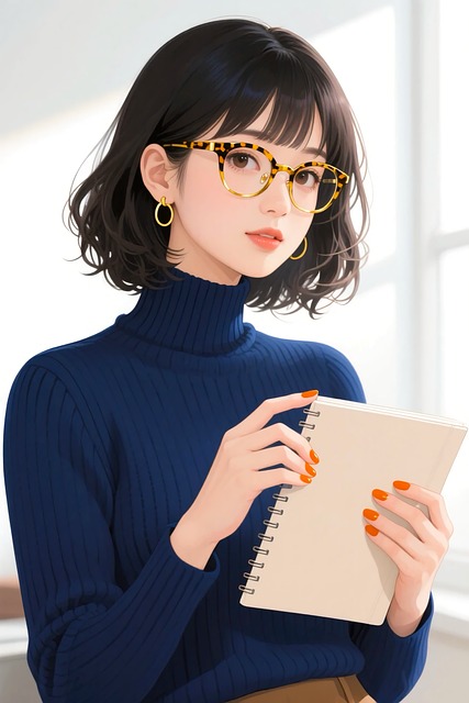 Free woman anime glasses illustration