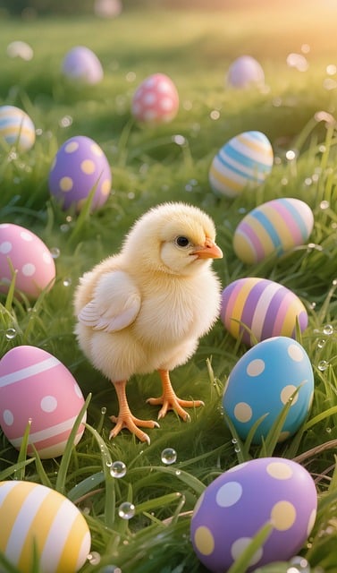 Free easter chick grass illustration