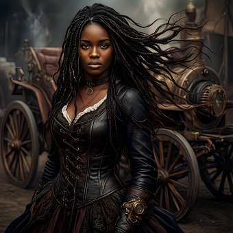 Steampunk, Fantasie, Zukunft, Frau