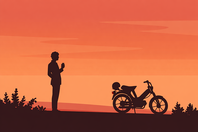Free sunset silhouette motorcycle vector