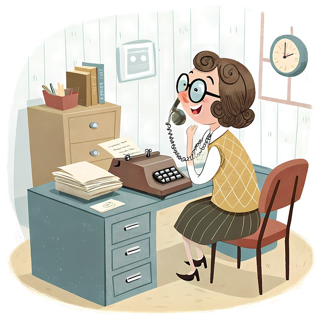 Karikatur, Büro, Retro, Vintage