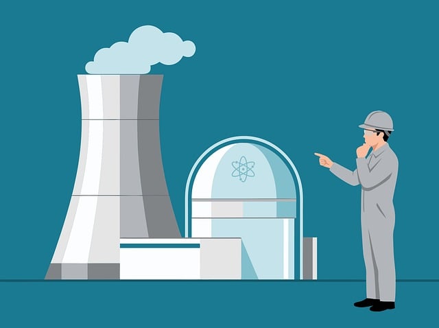 Free nuclear energy power plant cooling tower vector