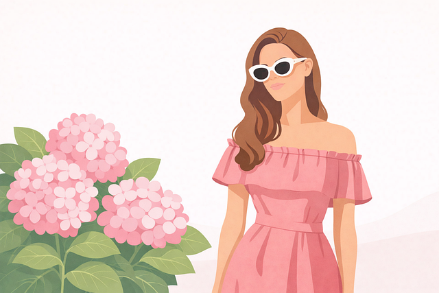Frühling, Mode, Frau, Hortensie, Blumen