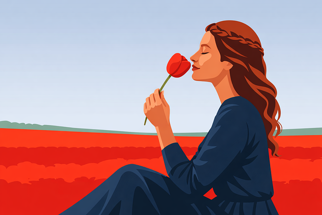 Free spring tulip woman vector