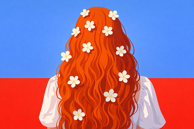 Free spring red hair flowers vector