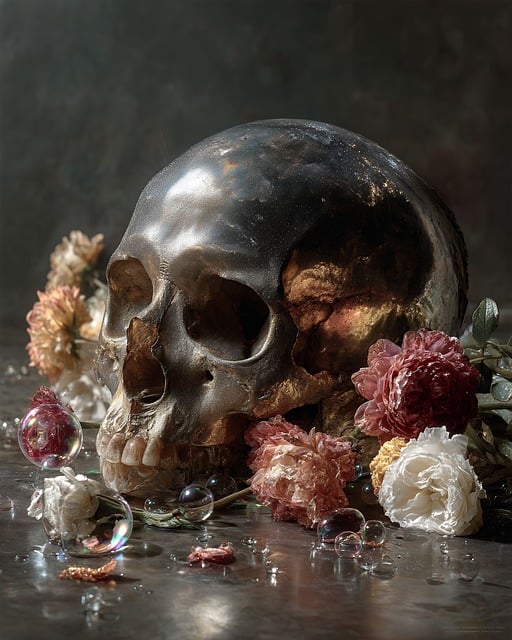 Free skull flower gem illustration