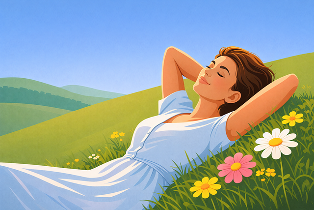 Free spring woman meadow illustration