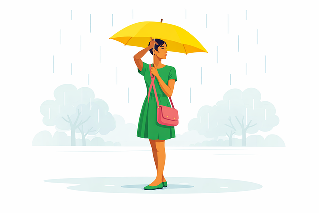 Free umbrella rain woman illustration