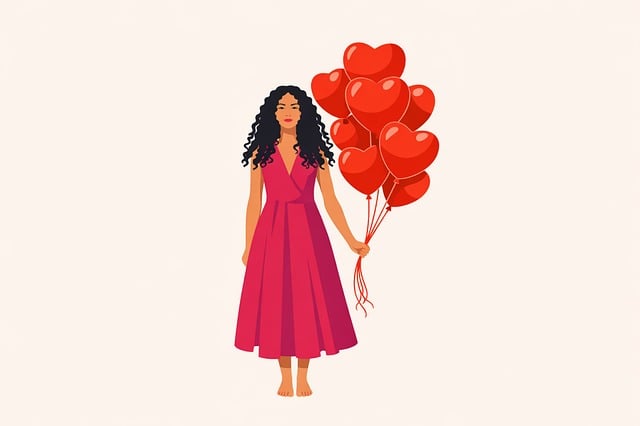 Free woman balloons heart vector