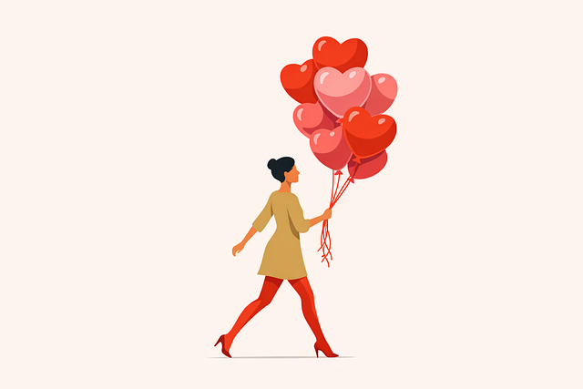 Free woman balloons heart vector