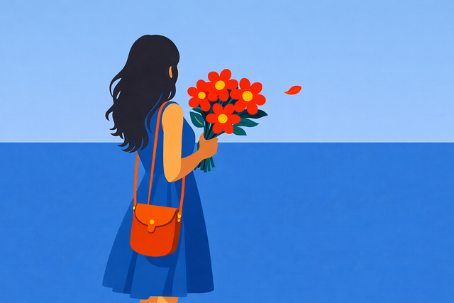 Free spring woman flowers illustration