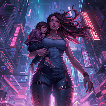 Free Cyberpunk City At Night illustration and picture