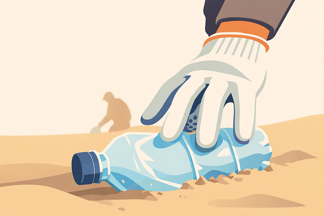 Free earth day plastic pollution beach cleanup illustration