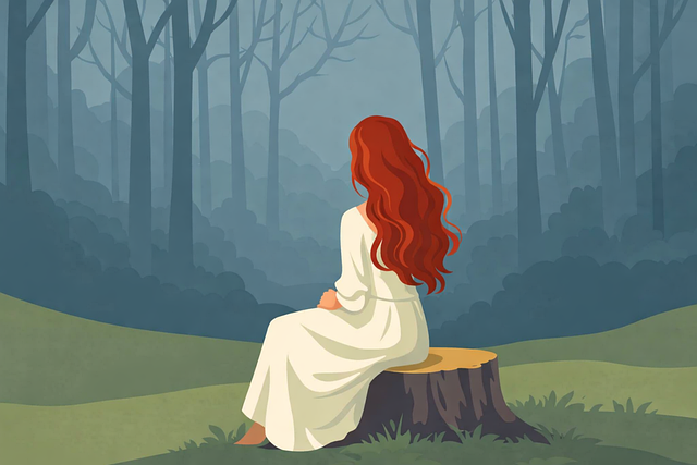 Free woman forest solitude vector