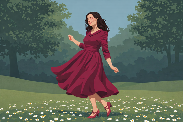 Free spring woman dancing illustration