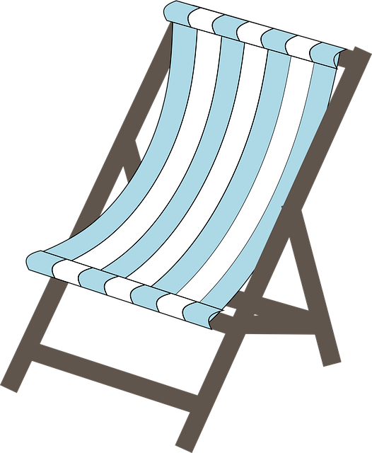 Free deck chair blue stripes nature vector