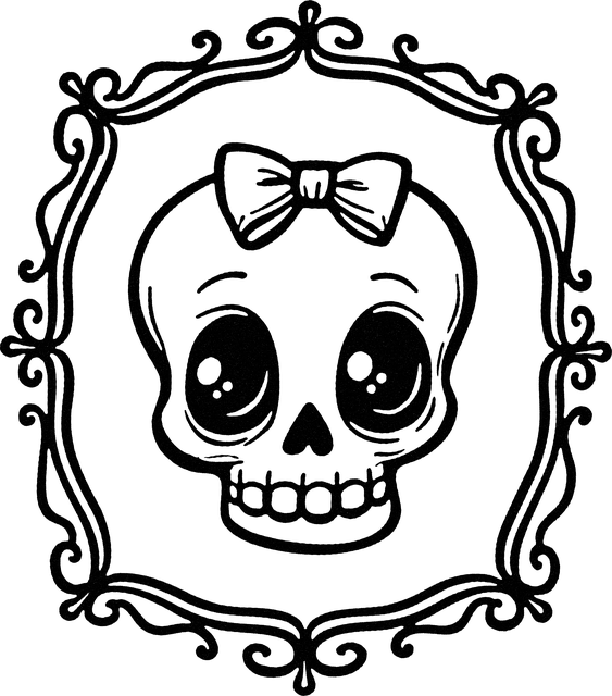 Free framed skull bow illustration