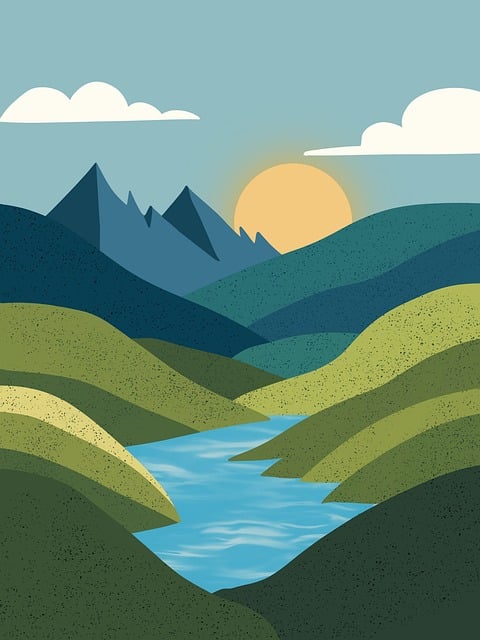 Free landscape sun sunset illustration