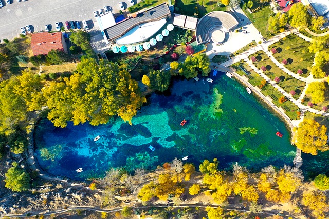 Vedere Aeriană, Râu, Parc, Toamnă