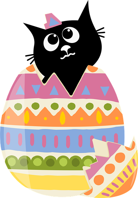 Free easter egg cartoon black cat vector
