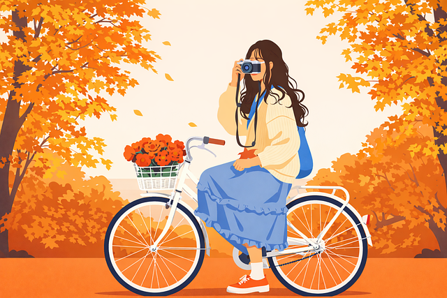 Free autumn fall woman illustration