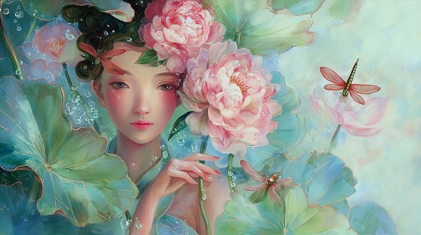 Floare, Păun, Acuarelă, Natură, Lotus