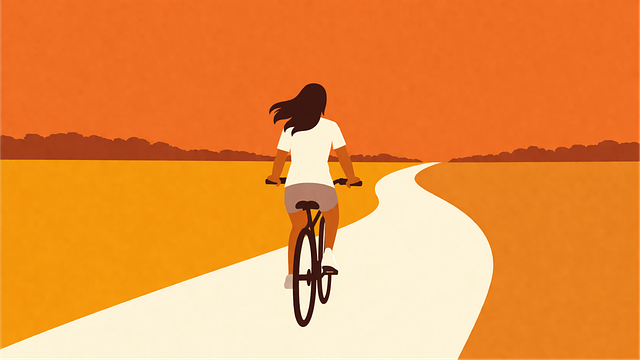 Free woman cycling bicycle sunset illustration